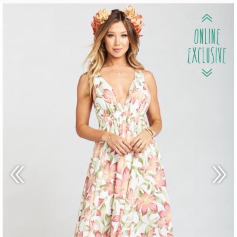 Show Me Your MuMu Floral Maxi Dress - Pink and Green